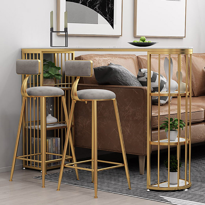 Glam Style Upholstered Barstool Round Bar Height Stool with Gold Frame Clearhalo 'Bar Furniture' 'Bar Stools' 'bar_stools' 'furn' 'furn_bar_stools' 'Furniture' 'Kitchen & Dining Furniture' 6372257