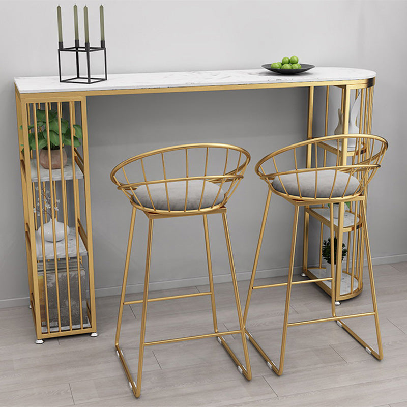 Glam Style Upholstered Barstool Round Bar Height Stool with Gold Frame Clearhalo 'Bar Furniture' 'Bar Stools' 'bar_stools' 'furn' 'furn_bar_stools' 'Furniture' 'Kitchen & Dining Furniture' 6372258