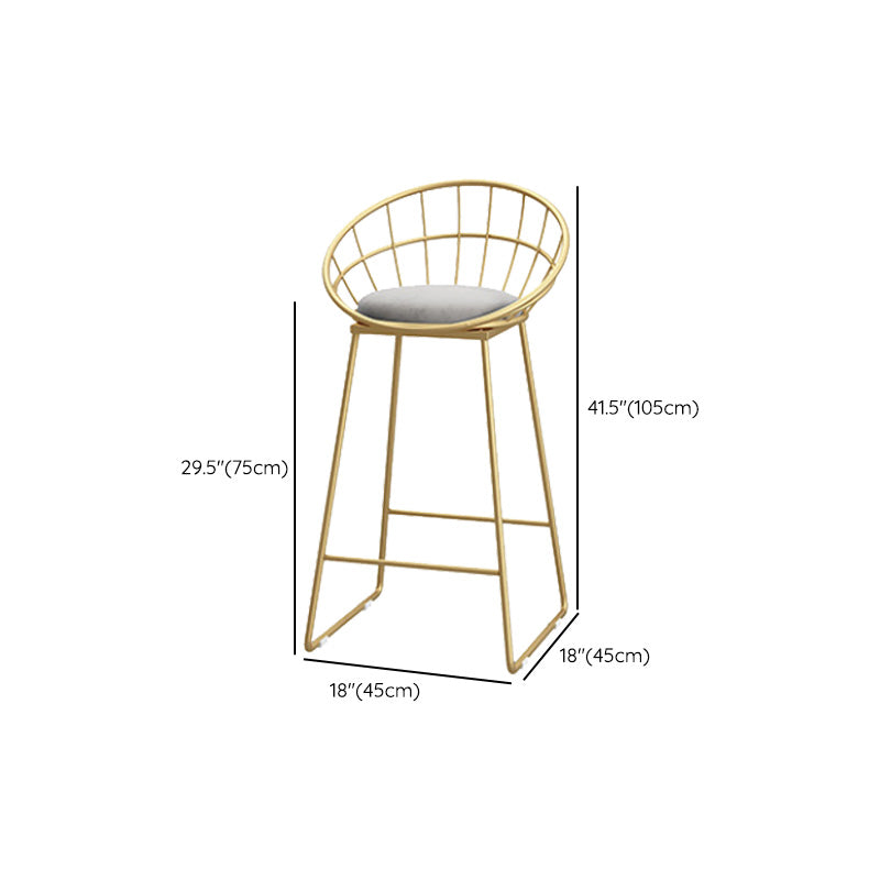 Glam Style Upholstered Barstool Round Bar Height Stool with Gold Frame Clearhalo 'Bar Furniture' 'Bar Stools' 'bar_stools' 'furn' 'furn_bar_stools' 'Furniture' 'Kitchen & Dining Furniture' 6372260