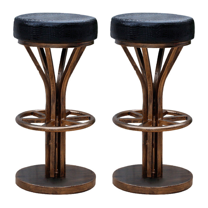 Contemporary Stainless Steel Counter Height Stools Backless Stool Black 2 Piece Set Clearhalo 'Bar Furniture' 'Bar Stools' 'bar_stools' 'furn' 'furn_bar_stools' 'Furniture' 'Kitchen & Dining Furniture' 6372324
