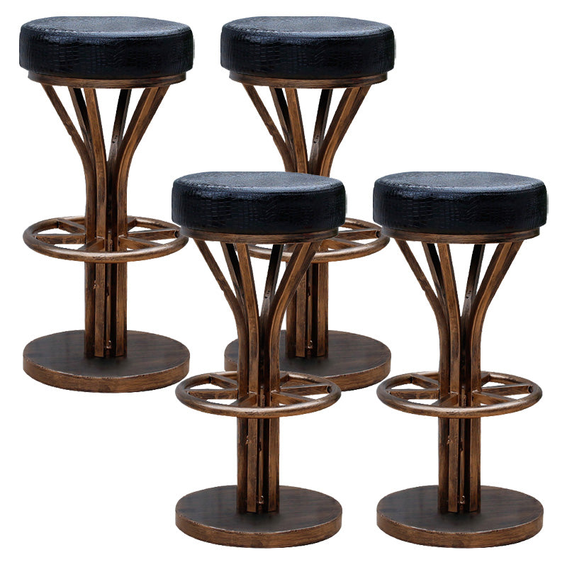Contemporary Stainless Steel Counter Height Stools Backless Stool Black 4 Piece Set Clearhalo 'Bar Furniture' 'Bar Stools' 'bar_stools' 'furn' 'furn_bar_stools' 'Furniture' 'Kitchen & Dining Furniture' 6372326