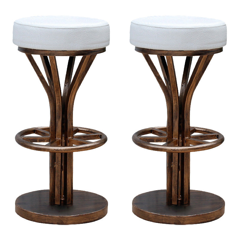 Contemporary Stainless Steel Counter Height Stools Backless Stool White 2 Piece Set Clearhalo 'Bar Furniture' 'Bar Stools' 'bar_stools' 'furn' 'furn_bar_stools' 'Furniture' 'Kitchen & Dining Furniture' 6372345