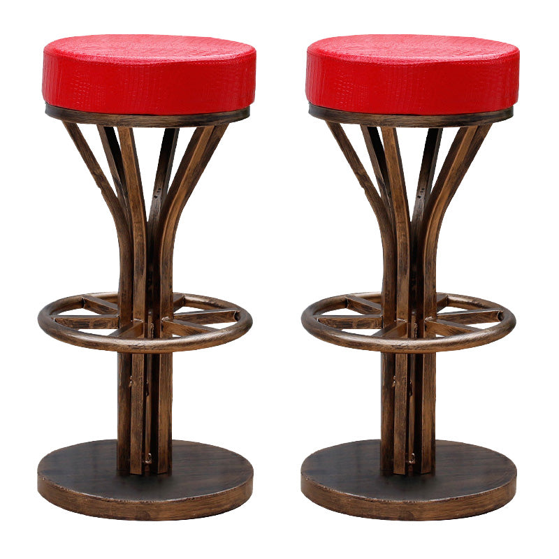 Contemporary Stainless Steel Counter Height Stools Backless Stool Red 2 Piece Set Clearhalo 'Bar Furniture' 'Bar Stools' 'bar_stools' 'furn' 'furn_bar_stools' 'Furniture' 'Kitchen & Dining Furniture' 6372349