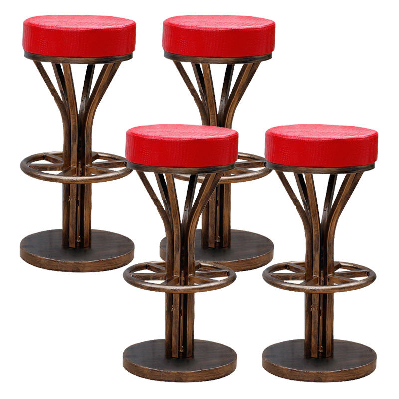 Contemporary Stainless Steel Counter Height Stools Backless Stool Red 4 Piece Set Clearhalo 'Bar Furniture' 'Bar Stools' 'bar_stools' 'furn' 'furn_bar_stools' 'Furniture' 'Kitchen & Dining Furniture' 6372350