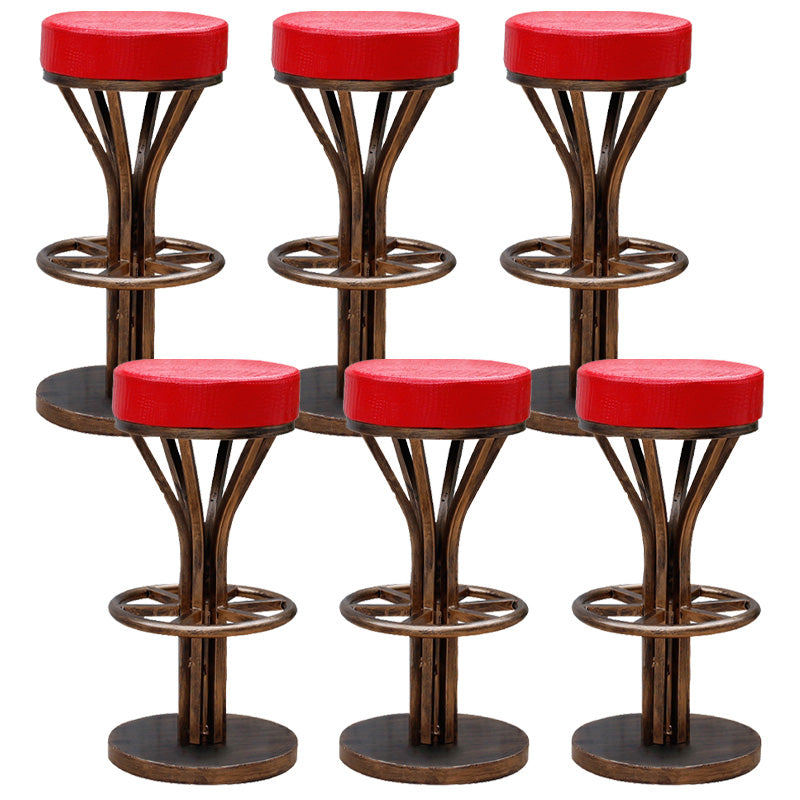 Contemporary Stainless Steel Counter Height Stools Backless Stool Red 6 Piece Set Clearhalo 'Bar Furniture' 'Bar Stools' 'bar_stools' 'furn' 'furn_bar_stools' 'Furniture' 'Kitchen & Dining Furniture' 6372351