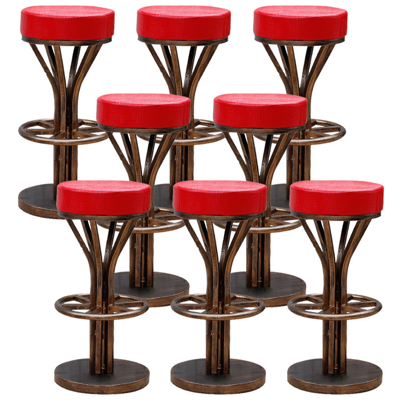 Contemporary Stainless Steel Counter Height Stools Backless Stool Red 8 Piece Set Clearhalo 'Bar Furniture' 'Bar Stools' 'bar_stools' 'furn' 'furn_bar_stools' 'Furniture' 'Kitchen & Dining Furniture' 6372352