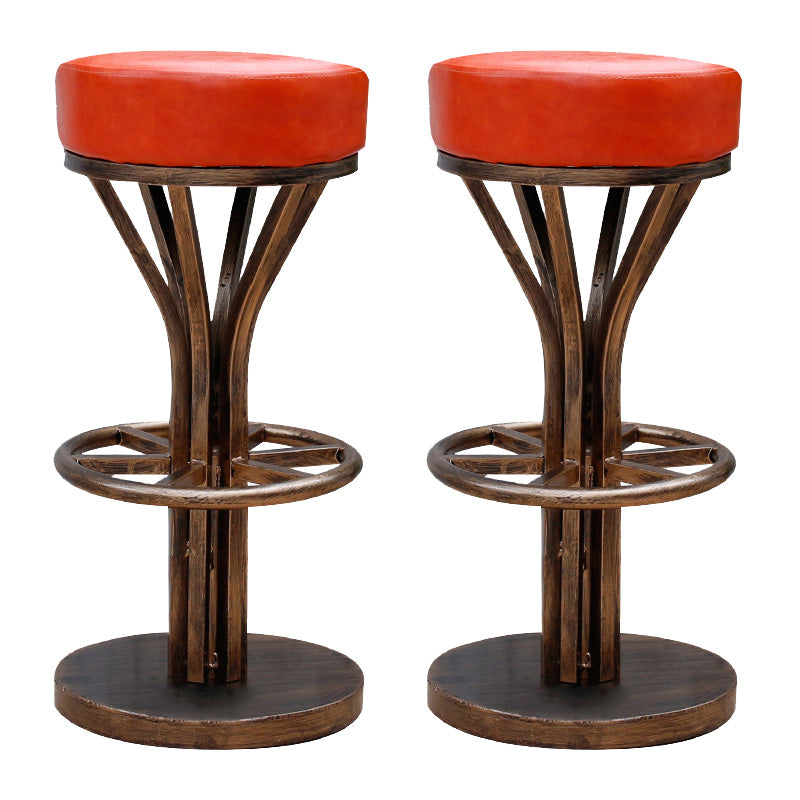 Contemporary Stainless Steel Counter Height Stools Backless Stool Orange 2 Piece Set Clearhalo 'Bar Furniture' 'Bar Stools' 'bar_stools' 'furn' 'furn_bar_stools' 'Furniture' 'Kitchen & Dining Furniture' 6372353