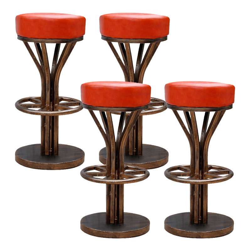 Contemporary Stainless Steel Counter Height Stools Backless Stool Orange 4 Piece Set Clearhalo 'Bar Furniture' 'Bar Stools' 'bar_stools' 'furn' 'furn_bar_stools' 'Furniture' 'Kitchen & Dining Furniture' 6372354