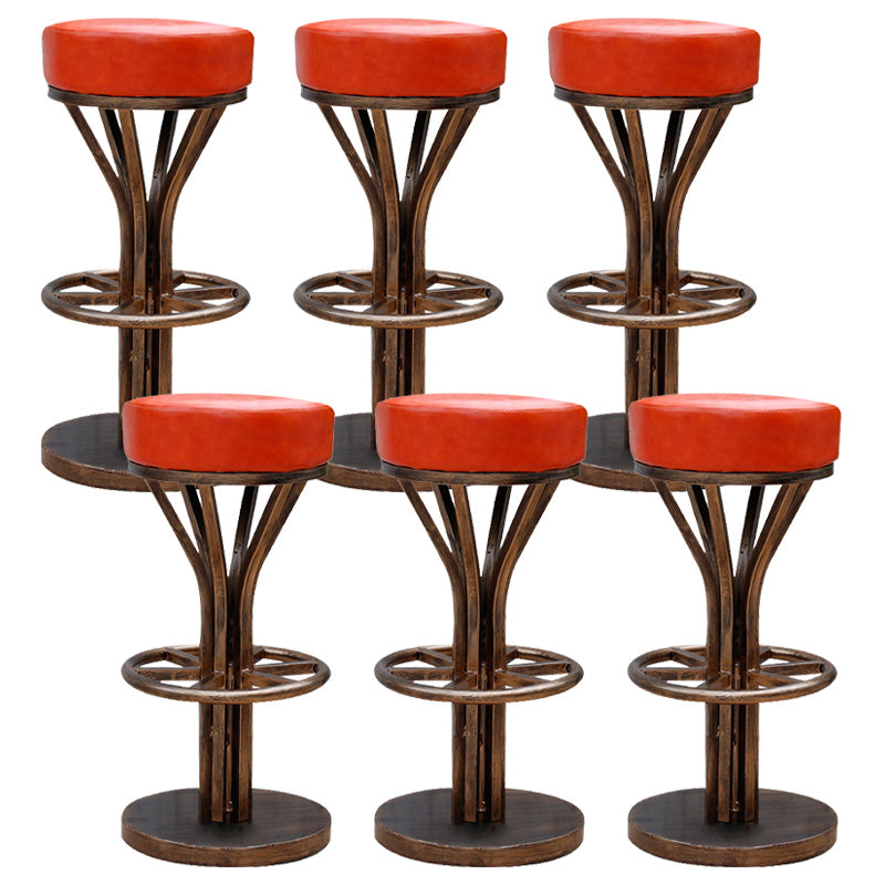 Contemporary Stainless Steel Counter Height Stools Backless Stool Orange 6 Piece Set Clearhalo 'Bar Furniture' 'Bar Stools' 'bar_stools' 'furn' 'furn_bar_stools' 'Furniture' 'Kitchen & Dining Furniture' 6372355
