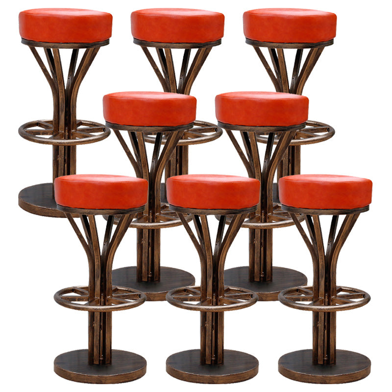 Contemporary Stainless Steel Counter Height Stools Backless Stool Orange 8 Piece Set Clearhalo 'Bar Furniture' 'Bar Stools' 'bar_stools' 'furn' 'furn_bar_stools' 'Furniture' 'Kitchen & Dining Furniture' 6372356