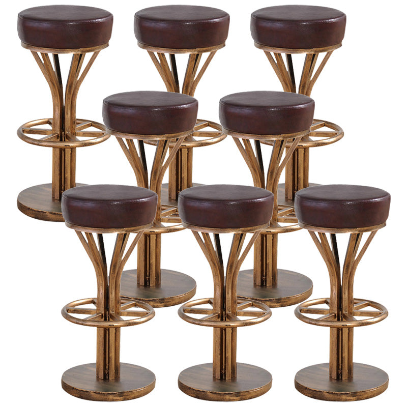 Contemporary Stainless Steel Counter Height Stools Backless Stool Brown 8 Piece Set Clearhalo 'Bar Furniture' 'Bar Stools' 'bar_stools' 'furn' 'furn_bar_stools' 'Furniture' 'Kitchen & Dining Furniture' 6372360