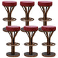 Contemporary Stainless Steel Counter Height Stools Backless Stool Burgundy 6 Piece Set Clearhalo 'Bar Furniture' 'Bar Stools' 'bar_stools' 'furn' 'furn_bar_stools' 'Furniture' 'Kitchen & Dining Furniture' 6372363