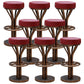 Contemporary Stainless Steel Counter Height Stools Backless Stool Burgundy 8 Piece Set Clearhalo 'Bar Furniture' 'Bar Stools' 'bar_stools' 'furn' 'furn_bar_stools' 'Furniture' 'Kitchen & Dining Furniture' 6372364