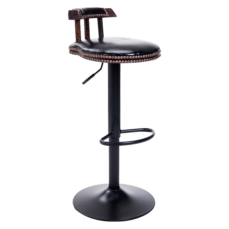 Industrial Leather Counter Height Stools Adjustable Height Bar Stool