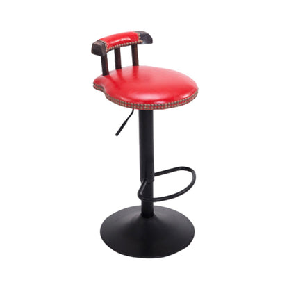 Industrial Leather Counter Height Stools Adjustable Height Bar Stool