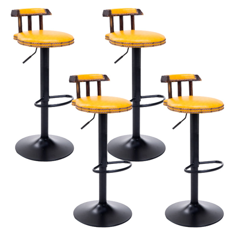 Industrial Leather Counter Height Stools Adjustable Height Bar Stool