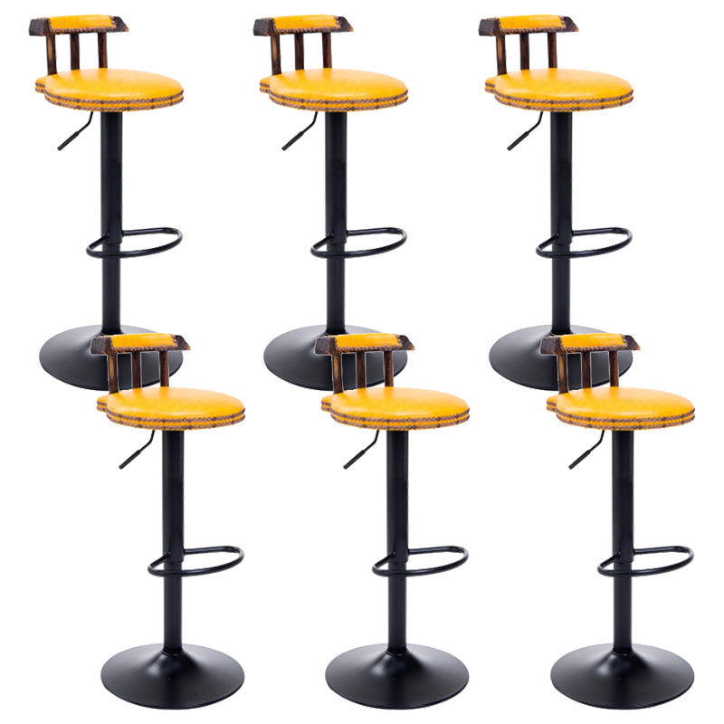 Industrial Leather Counter Height Stools Adjustable Height Bar Stool