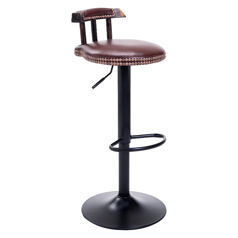 Industrial Leather Counter Height Stools Adjustable Height Bar Stool
