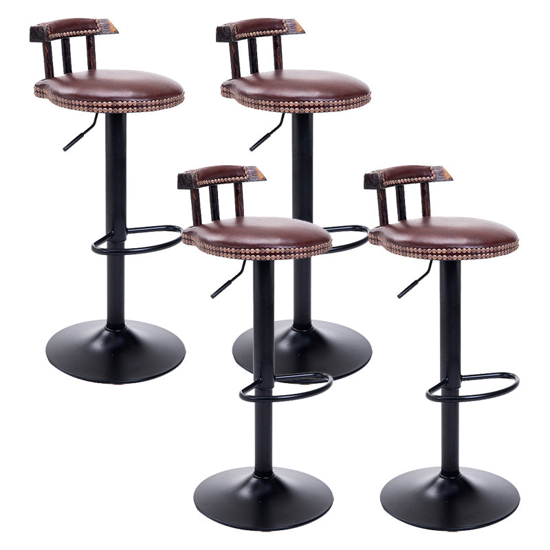 Industrial Leather Counter Height Stools Adjustable Height Bar Stool