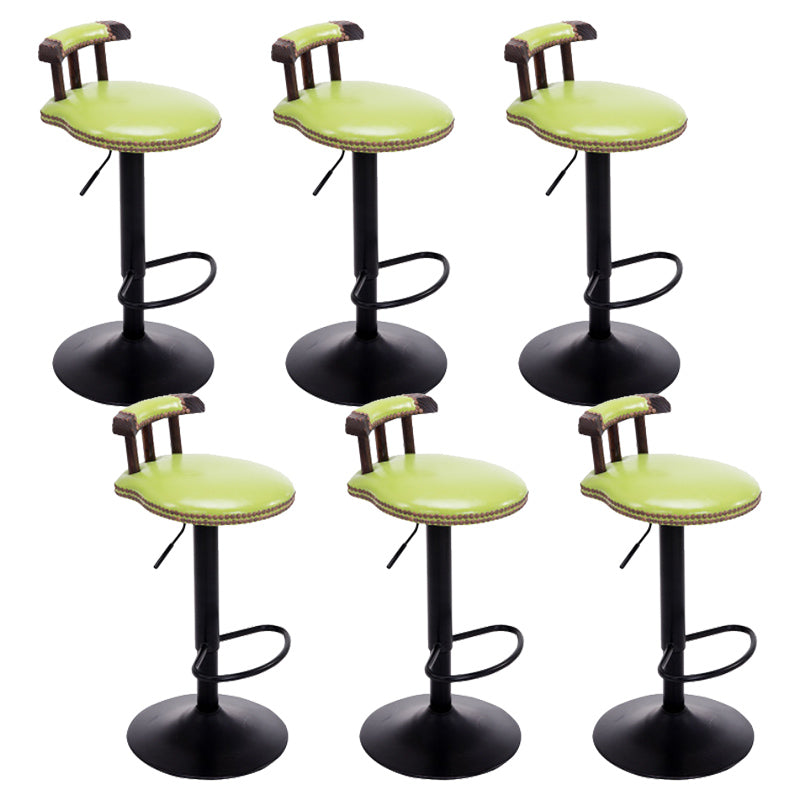 Industrial Leather Counter Height Stools Adjustable Height Bar Stool