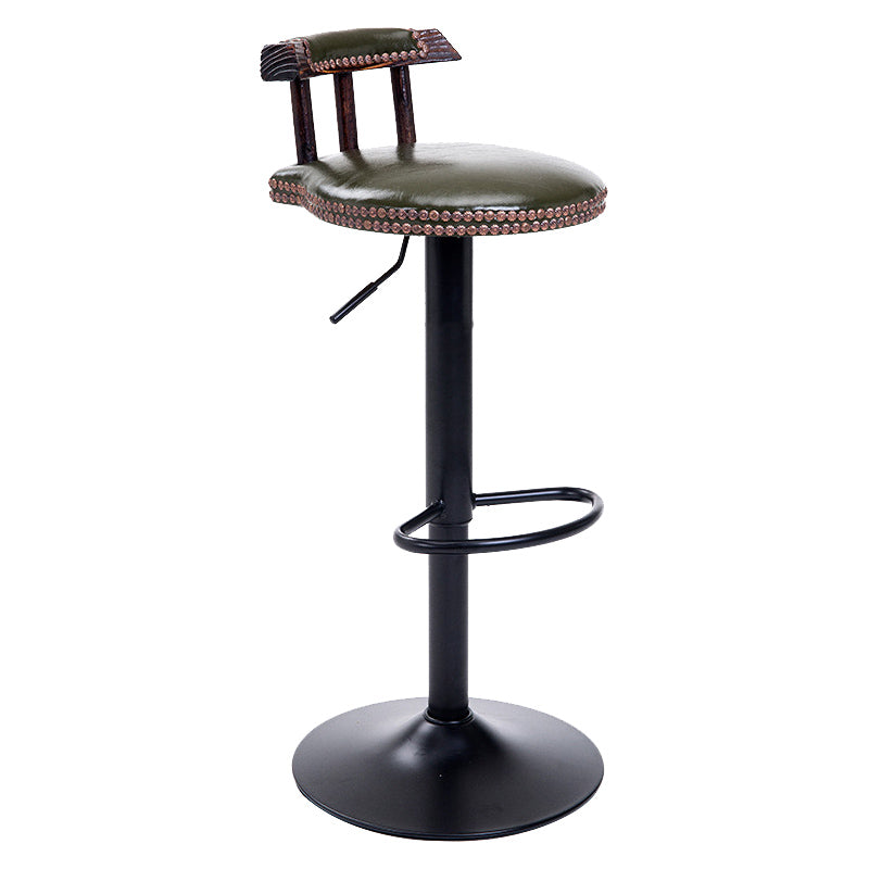 Industrial Leather Counter Height Stools Adjustable Height Bar Stool