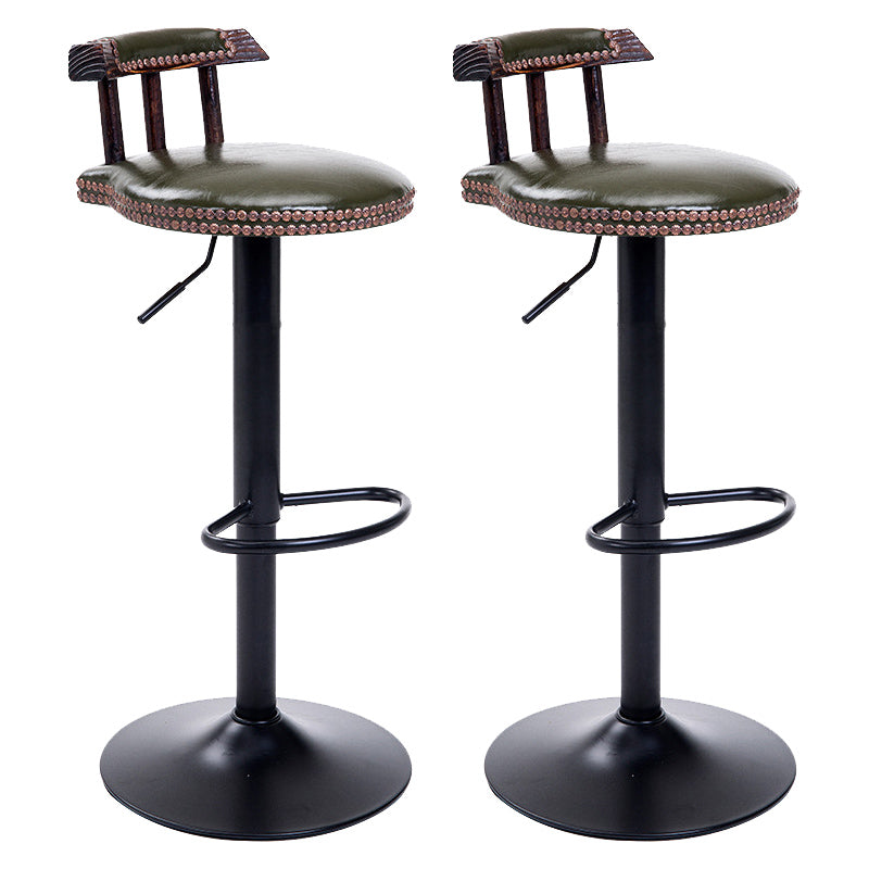 Industrial Leather Counter Height Stools Adjustable Height Bar Stool