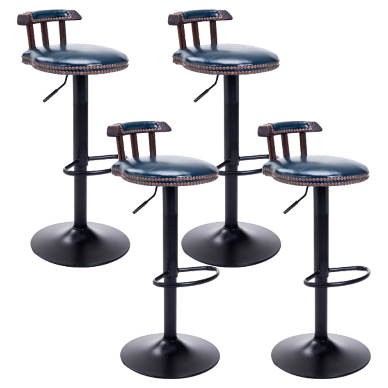Industrial Leather Counter Height Stools Adjustable Height Bar Stool
