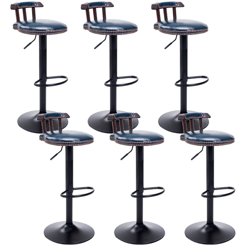 Industrial Leather Counter Height Stools Adjustable Height Bar Stool