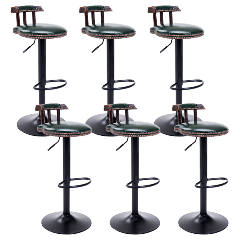 Industrial Leather Counter Height Stools Adjustable Height Bar Stool