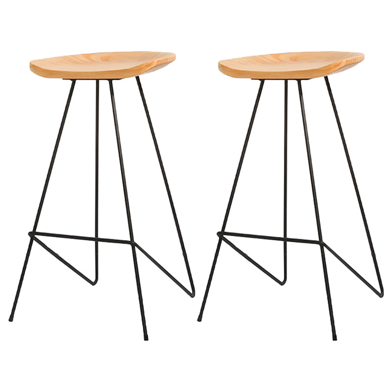 Modern Solid Wood Counter Stool Armless Bar Stool with Footrest Black 2 Piece Set Clearhalo 'Bar Furniture' 'Bar Stools' 'bar_stools' 'furn' 'furn_bar_stools' 'Furniture' 'Kitchen & Dining Furniture' 6372474