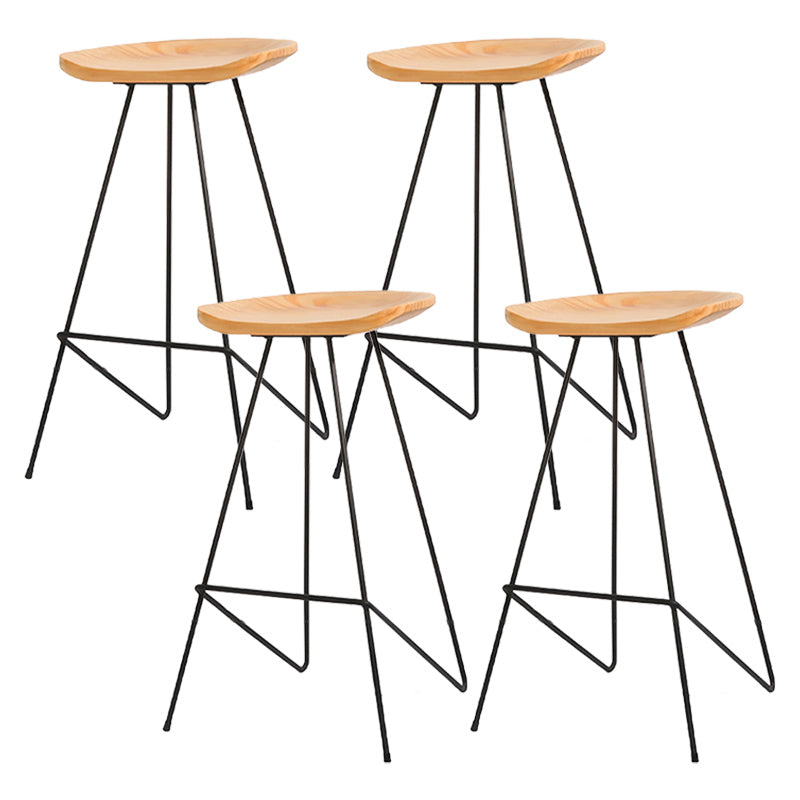 Modern Solid Wood Counter Stool Armless Bar Stool with Footrest Black 4 Piece Set Clearhalo 'Bar Furniture' 'Bar Stools' 'bar_stools' 'furn' 'furn_bar_stools' 'Furniture' 'Kitchen & Dining Furniture' 6372476