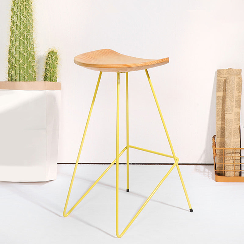 Modern Solid Wood Counter Stool Armless Bar Stool with Footrest Yellow 1 Piece Clearhalo 'Bar Furniture' 'Bar Stools' 'bar_stools' 'furn' 'furn_bar_stools' 'Furniture' 'Kitchen & Dining Furniture' 6372477