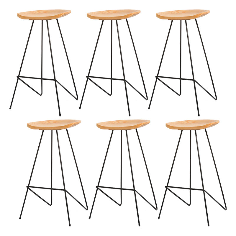 Modern Solid Wood Counter Stool Armless Bar Stool with Footrest Black 6 Piece Set Clearhalo 'Bar Furniture' 'Bar Stools' 'bar_stools' 'furn' 'furn_bar_stools' 'Furniture' 'Kitchen & Dining Furniture' 6372478