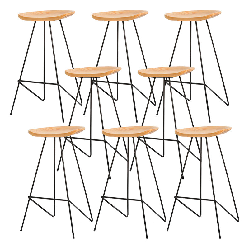 Modern Solid Wood Counter Stool Armless Bar Stool with Footrest Black 8 Piece Set Clearhalo 'Bar Furniture' 'Bar Stools' 'bar_stools' 'furn' 'furn_bar_stools' 'Furniture' 'Kitchen & Dining Furniture' 6372479