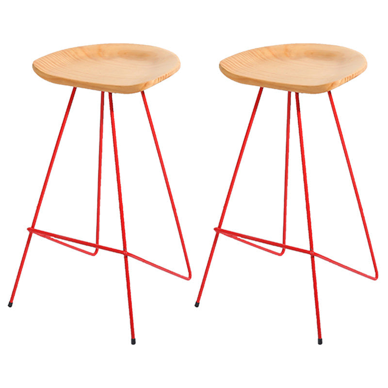 Modern Solid Wood Counter Stool Armless Bar Stool with Footrest Red 2 Piece Set Clearhalo 'Bar Furniture' 'Bar Stools' 'bar_stools' 'furn' 'furn_bar_stools' 'Furniture' 'Kitchen & Dining Furniture' 6372482