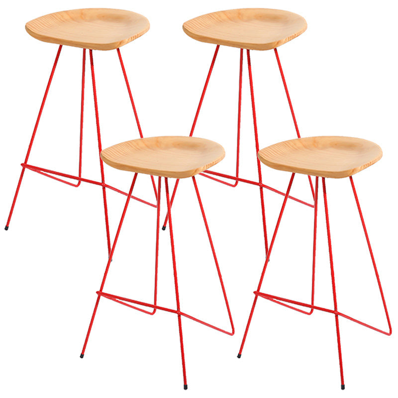 Modern Solid Wood Counter Stool Armless Bar Stool with Footrest Red 4 Piece Set Clearhalo 'Bar Furniture' 'Bar Stools' 'bar_stools' 'furn' 'furn_bar_stools' 'Furniture' 'Kitchen & Dining Furniture' 6372483