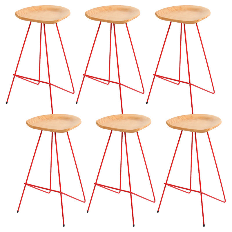 Modern Solid Wood Counter Stool Armless Bar Stool with Footrest Red 6 Piece Set Clearhalo 'Bar Furniture' 'Bar Stools' 'bar_stools' 'furn' 'furn_bar_stools' 'Furniture' 'Kitchen & Dining Furniture' 6372486