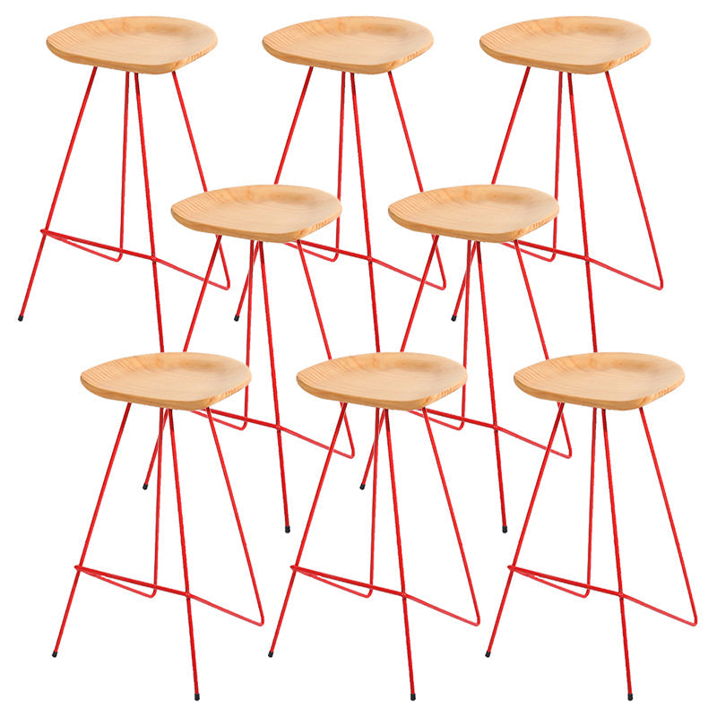 Modern Solid Wood Counter Stool Armless Bar Stool with Footrest Red 8 Piece Set Clearhalo 'Bar Furniture' 'Bar Stools' 'bar_stools' 'furn' 'furn_bar_stools' 'Furniture' 'Kitchen & Dining Furniture' 6372487
