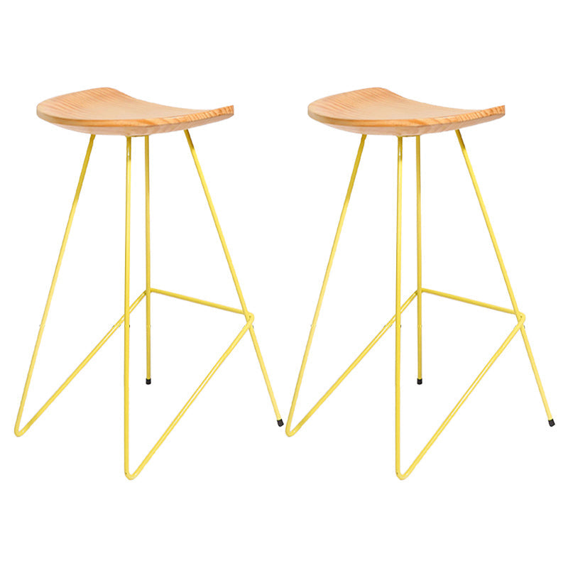 Modern Solid Wood Counter Stool Armless Bar Stool with Footrest Yellow 2 Piece Set Clearhalo 'Bar Furniture' 'Bar Stools' 'bar_stools' 'furn' 'furn_bar_stools' 'Furniture' 'Kitchen & Dining Furniture' 6372489