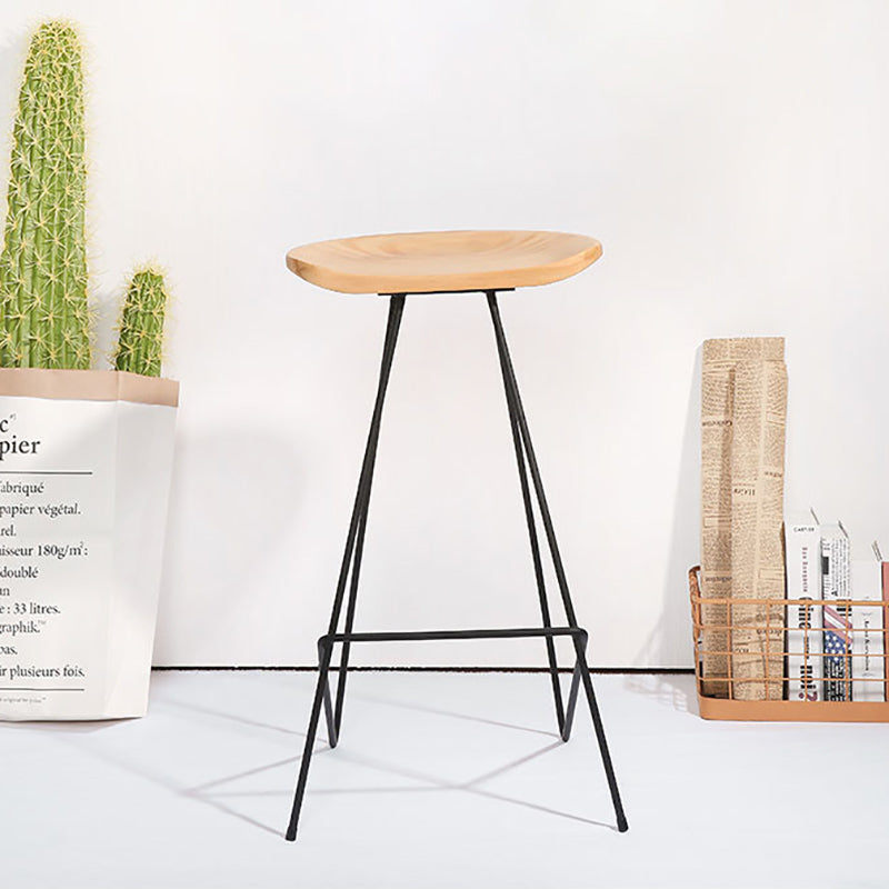 Modern Solid Wood Counter Stool Armless Bar Stool with Footrest Clearhalo 'Bar Furniture' 'Bar Stools' 'bar_stools' 'furn' 'furn_bar_stools' 'Furniture' 'Kitchen & Dining Furniture' 6372490