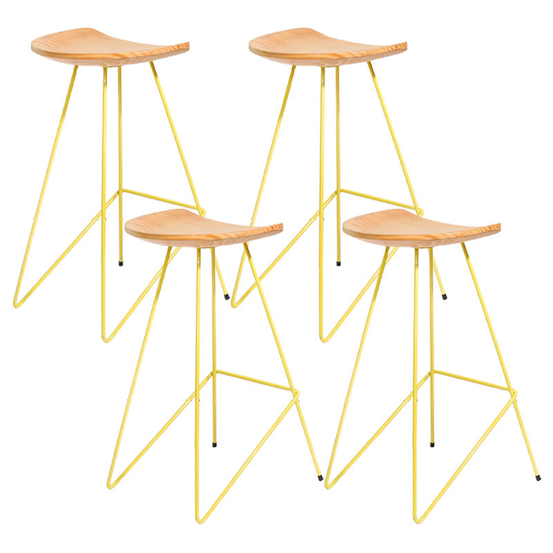 Modern Solid Wood Counter Stool Armless Bar Stool with Footrest Yellow 4 Piece Set Clearhalo 'Bar Furniture' 'Bar Stools' 'bar_stools' 'furn' 'furn_bar_stools' 'Furniture' 'Kitchen & Dining Furniture' 6372492