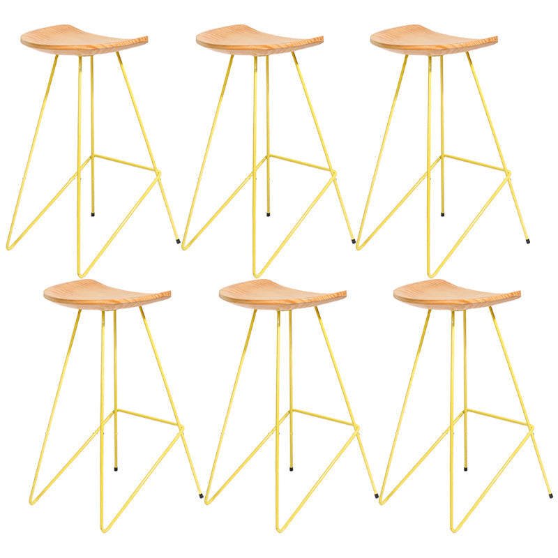 Modern Solid Wood Counter Stool Armless Bar Stool with Footrest Yellow 6 Piece Set Clearhalo 'Bar Furniture' 'Bar Stools' 'bar_stools' 'furn' 'furn_bar_stools' 'Furniture' 'Kitchen & Dining Furniture' 6372493