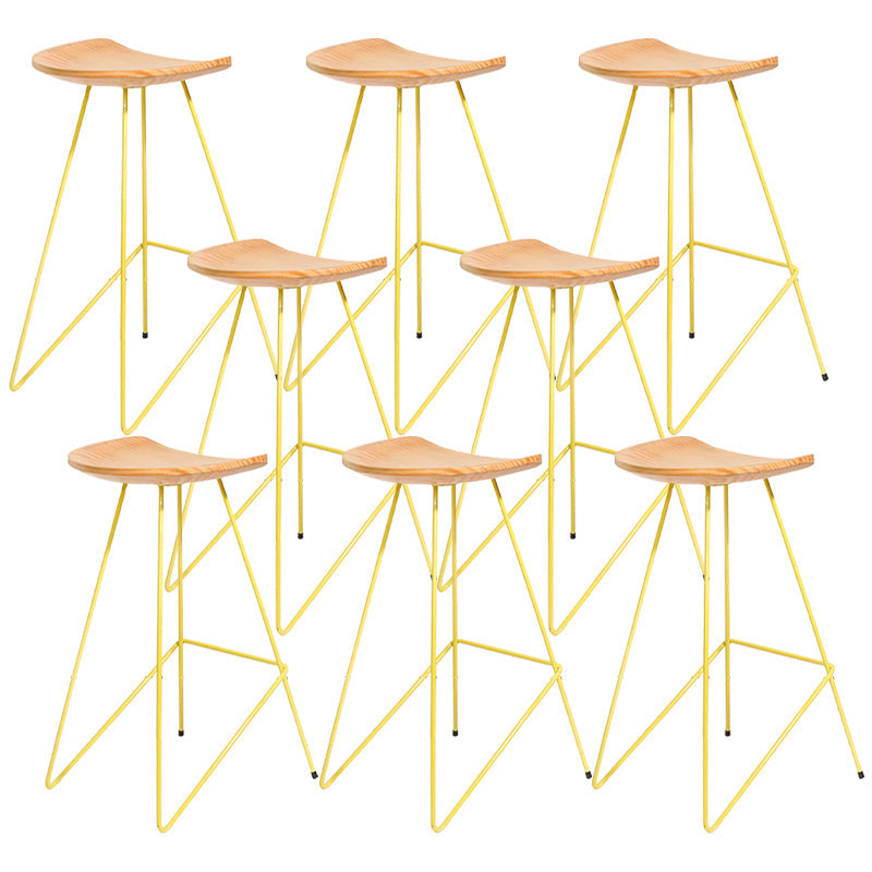 Modern Solid Wood Counter Stool Armless Bar Stool with Footrest Yellow 8 Piece Set Clearhalo 'Bar Furniture' 'Bar Stools' 'bar_stools' 'furn' 'furn_bar_stools' 'Furniture' 'Kitchen & Dining Furniture' 6372494