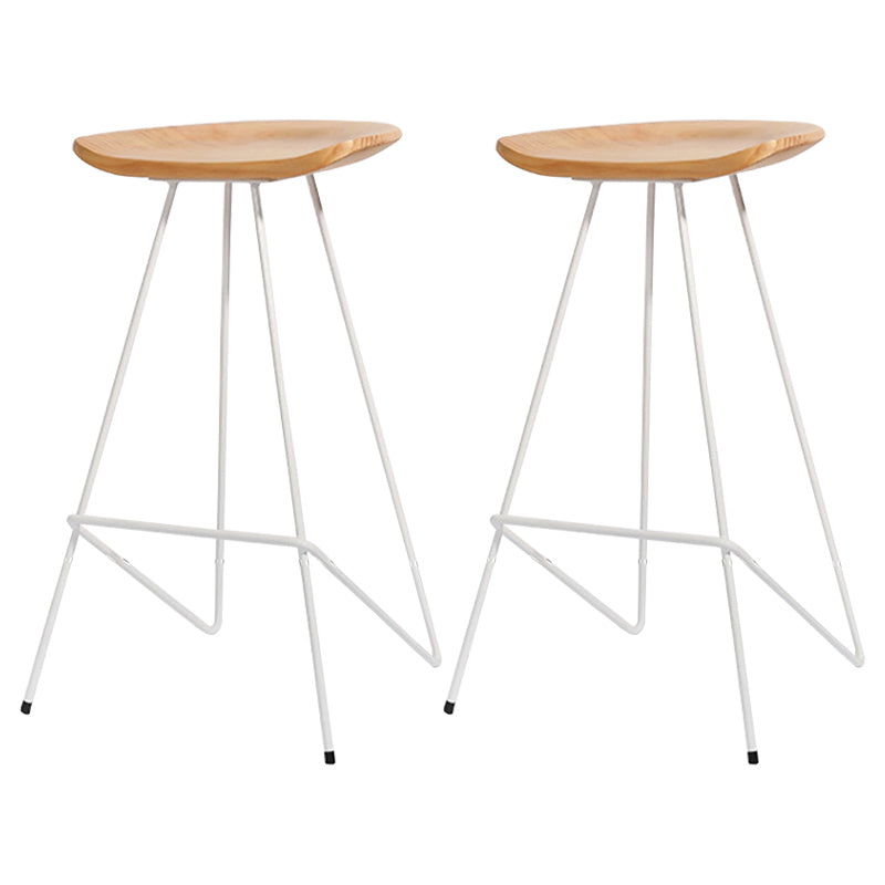 Modern Solid Wood Counter Stool Armless Bar Stool with Footrest White 2 Piece Set Clearhalo 'Bar Furniture' 'Bar Stools' 'bar_stools' 'furn' 'furn_bar_stools' 'Furniture' 'Kitchen & Dining Furniture' 6372495