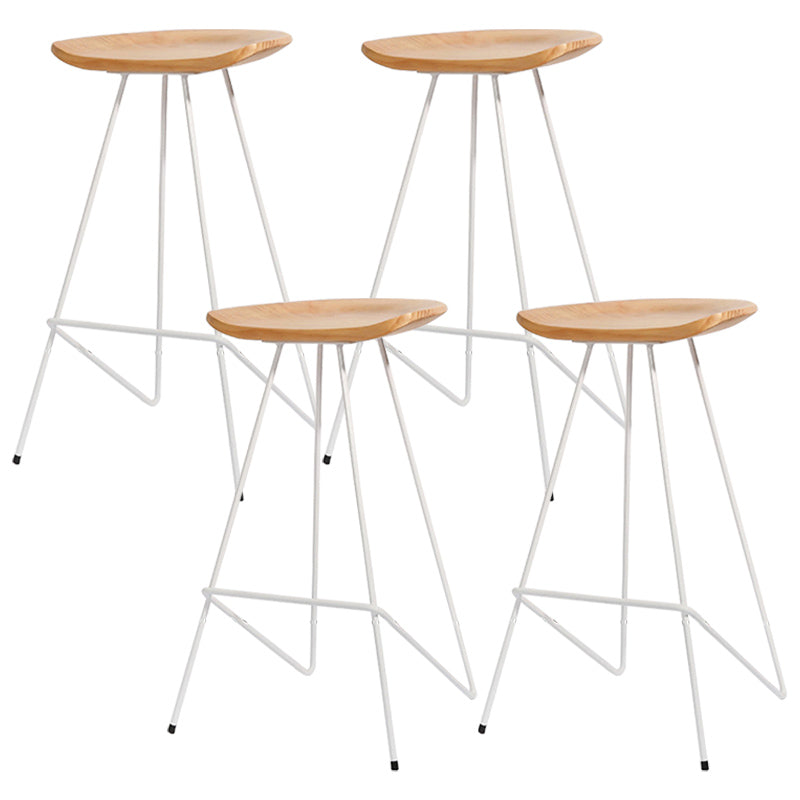 Modern Solid Wood Counter Stool Armless Bar Stool with Footrest White 4 Piece Set Clearhalo 'Bar Furniture' 'Bar Stools' 'bar_stools' 'furn' 'furn_bar_stools' 'Furniture' 'Kitchen & Dining Furniture' 6372496