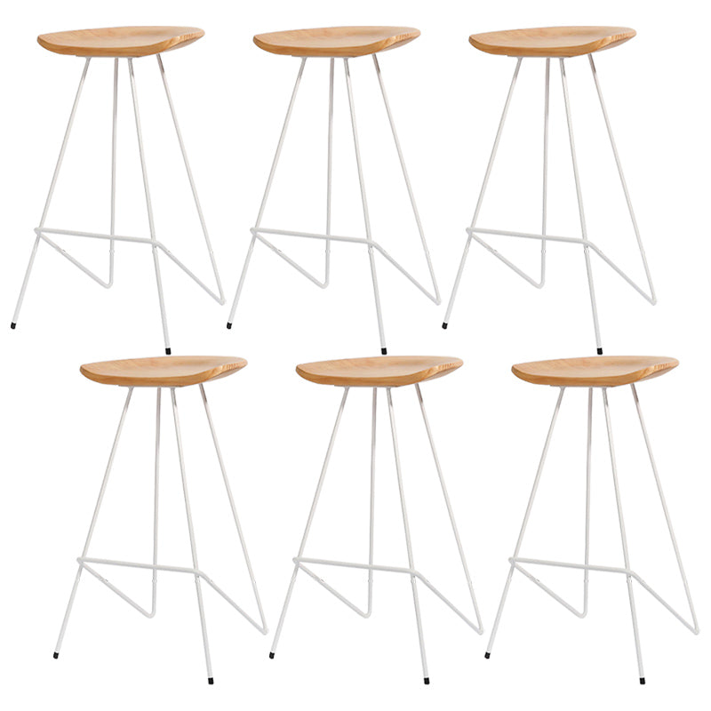 Modern Solid Wood Counter Stool Armless Bar Stool with Footrest White 6 Piece Set Clearhalo 'Bar Furniture' 'Bar Stools' 'bar_stools' 'furn' 'furn_bar_stools' 'Furniture' 'Kitchen & Dining Furniture' 6372497