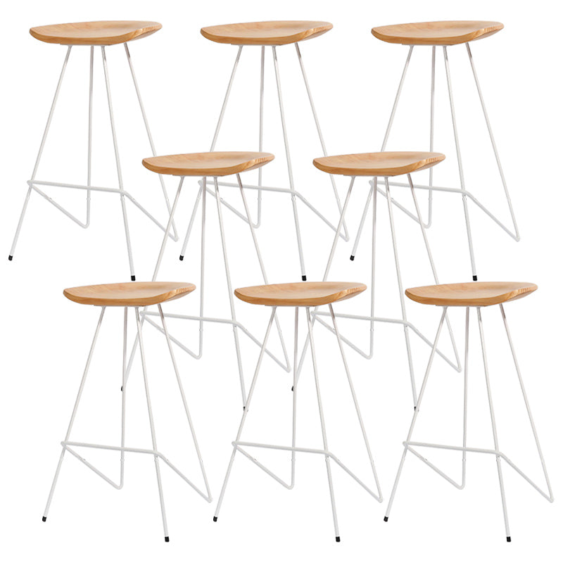 Modern Solid Wood Counter Stool Armless Bar Stool with Footrest White 8 Piece Set Clearhalo 'Bar Furniture' 'Bar Stools' 'bar_stools' 'furn' 'furn_bar_stools' 'Furniture' 'Kitchen & Dining Furniture' 6372498