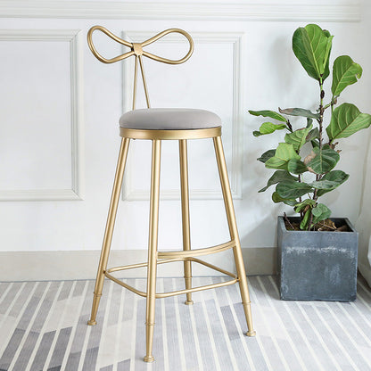 Upholstered Counter Stool Glam Style Round Low Back Bar Stool with Gold Frame 1 Piece Clearhalo 'Bar Furniture' 'Bar Stools' 'bar_stools' 'furn' 'furn_bar_stools' 'Furniture' 'Kitchen & Dining Furniture' 6372501