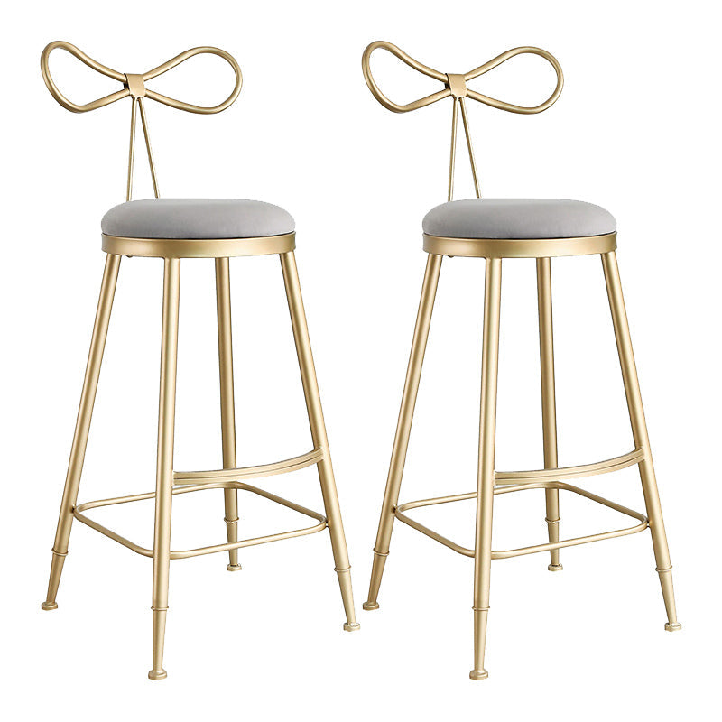 Upholstered Counter Stool Glam Style Round Low Back Bar Stool with Gold Frame 2 Piece Set Clearhalo 'Bar Furniture' 'Bar Stools' 'bar_stools' 'furn' 'furn_bar_stools' 'Furniture' 'Kitchen & Dining Furniture' 6372502