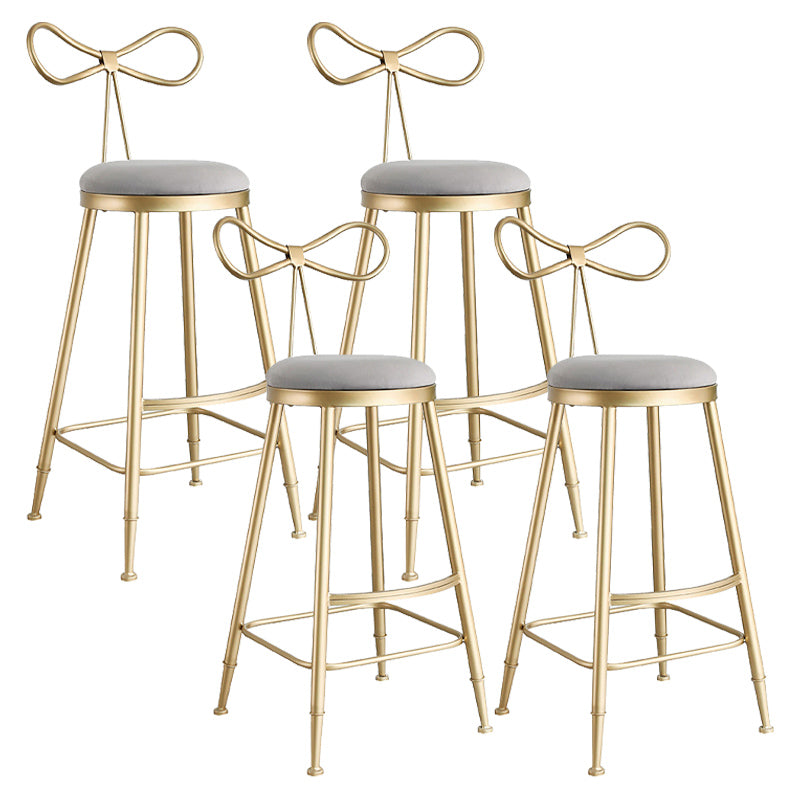 Upholstered Counter Stool Glam Style Round Low Back Bar Stool with Gold Frame 4 Piece Set Clearhalo 'Bar Furniture' 'Bar Stools' 'bar_stools' 'furn' 'furn_bar_stools' 'Furniture' 'Kitchen & Dining Furniture' 6372503